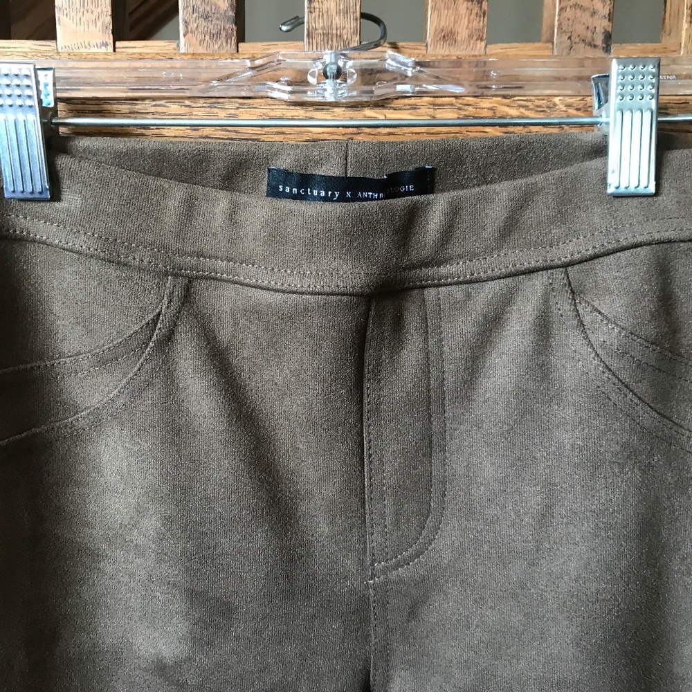 Sanctuary x Anthropologie Sueded Brown Leggings size XS